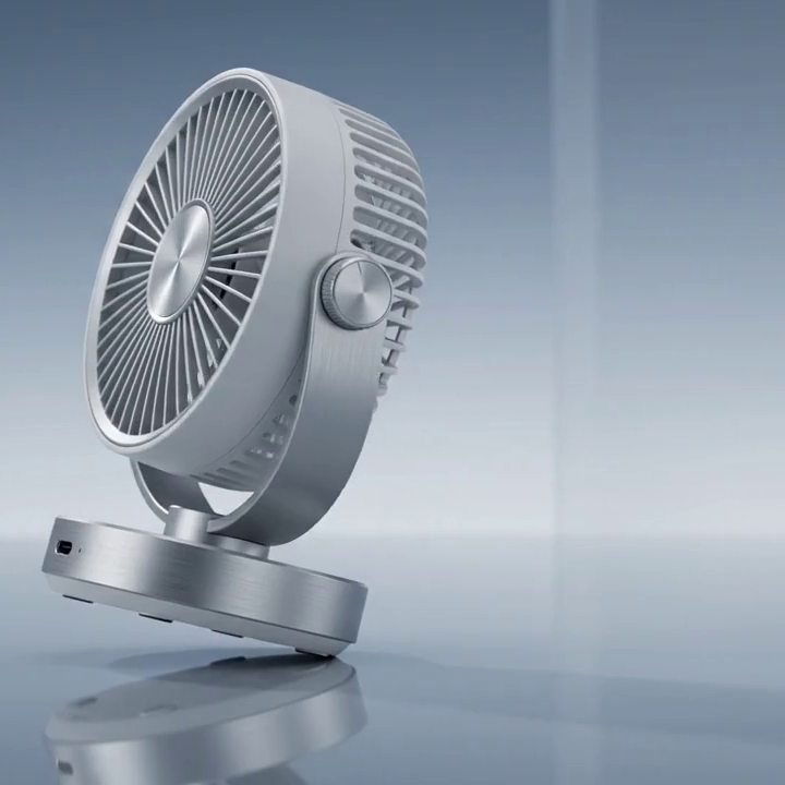 Mekool Bladed Silver Desk Fan side